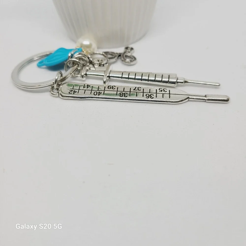 Nurse Keychain Syringe Thermometer Stethoscope Medical Charm‎ Gift for Doctor